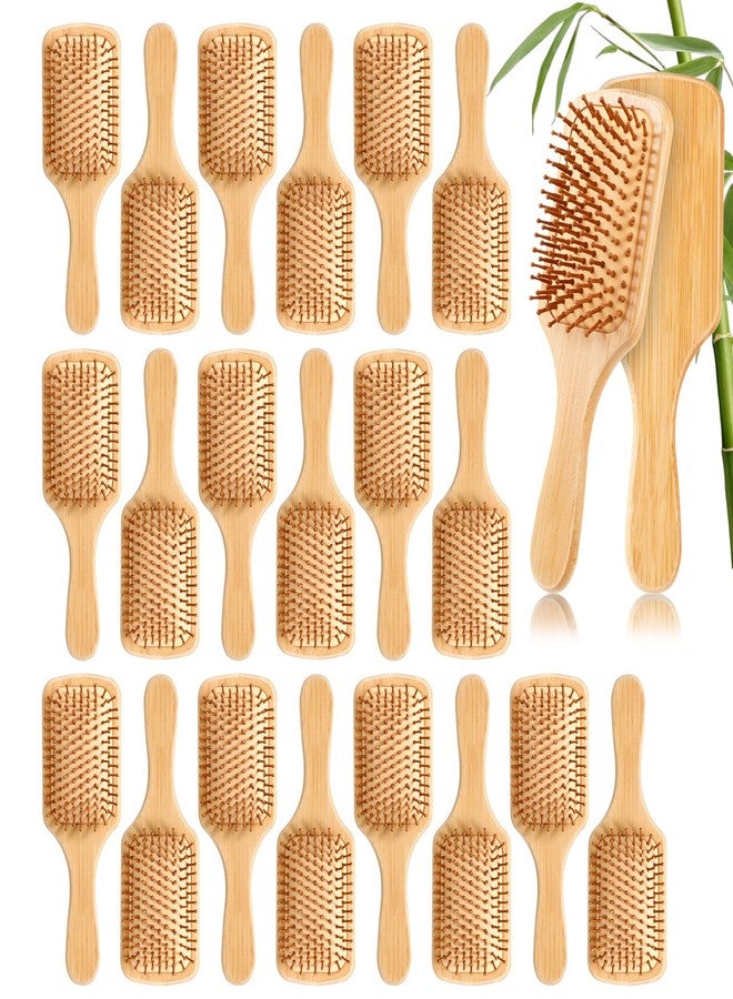 BOHUIZ 20 Pcs Bamboo Hair Brush, Bulk Wooden Hair Brush Anti-Static Wooden Paddle Brush for Scalp Massage Detangling DIY Engraving Gifts for Women Men Kids All Hair Types - Image 1